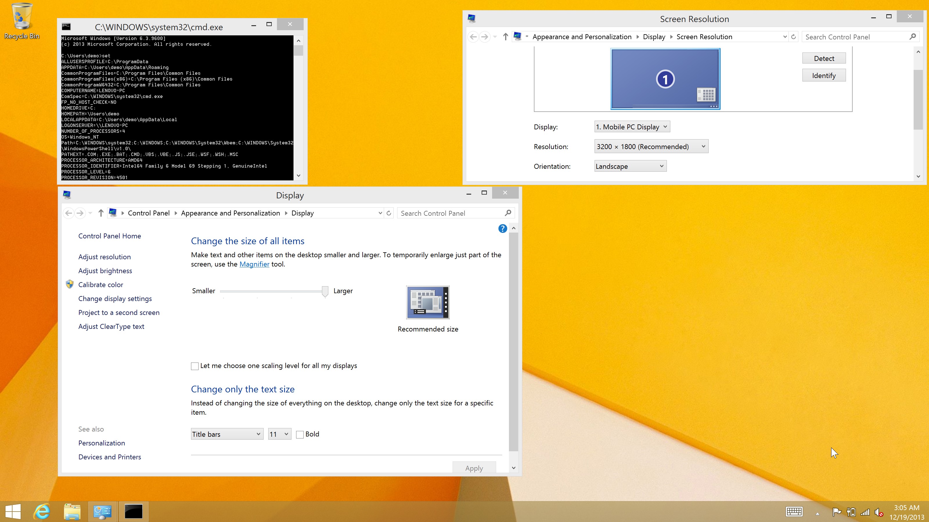  [3200x1800px, 200% ] Der Desktop skaliert ordentlich, Applikationen müssen jedoch oftmals gesondert konfiguriert werden.
