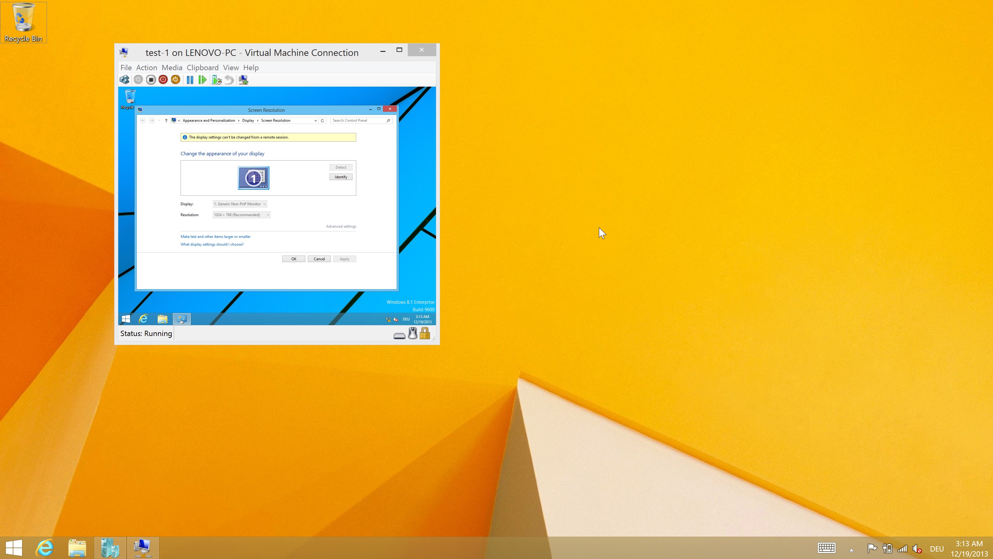  [3200x1800px, 200%] vmconnect.exe in der Standardansicht, die VM hat 1024x768 Px.